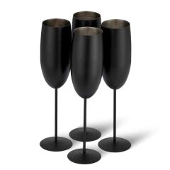 Oak & Steel Champagne flute Mat Zwart